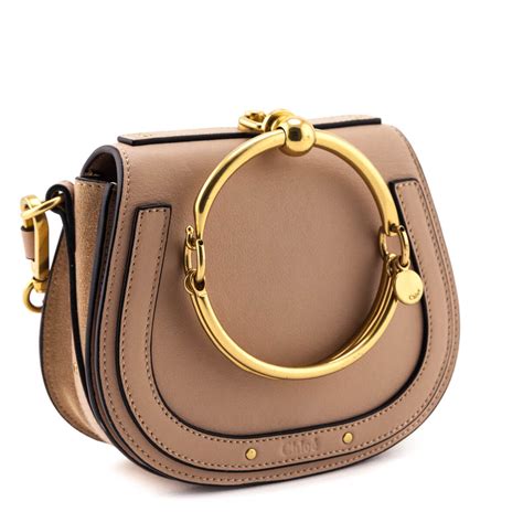 chloe nile bag biscotti beige|CHLOE Calfskin Suede Small Nile Bracelet Bag Biscotti Beige .